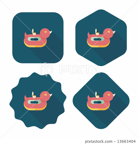 duck Swim ring flat icon with long shadow,eps10 13663404