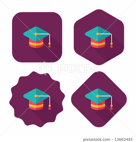 Education Cap flat icon with long shadow,eps10 13663485