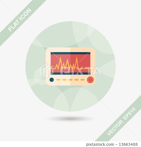 monitor in the ICU flat icon with long shadow,eps10 13663488