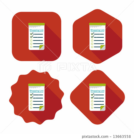 shopping list flat icon with long shadow,eps10 13663558