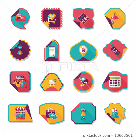 shopping sticker banner flat design background set, eps10 shopping sticker banner flat design background set, eps10 13663561
