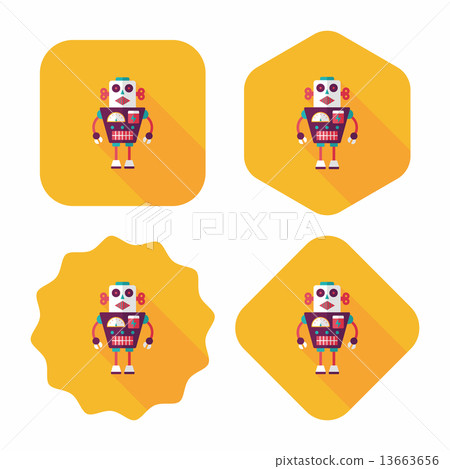 robot concept flat icon with long shadow,eps10 13663656