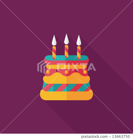 birthday cake flat icon with long shadow,eps10 - Stock Illustration ...