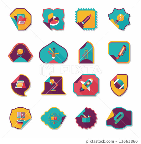 school sticker flat banner background set, eps10 school sticker flat banner background set, eps10 13663860