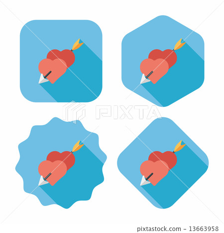 Valentine's Day love heart flat icon with long shadow,eps10 13663958