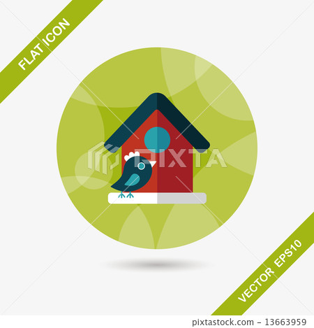 Pet bird house flat icon with long shadow,eps10 13663959