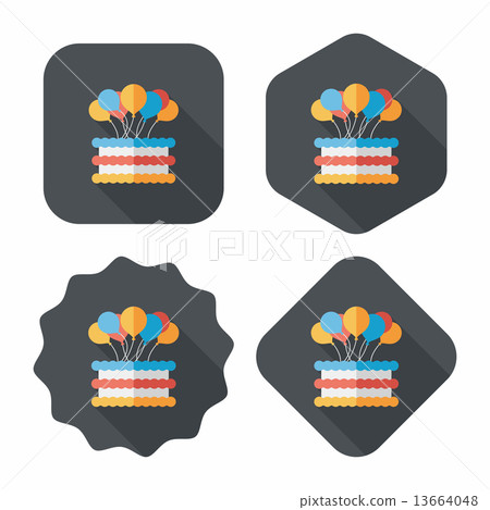 birthday cake flat icon with long shadow,eps10 - Stock Illustration ...