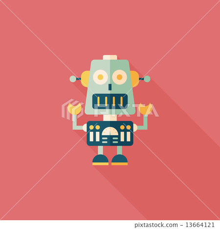 robot concept flat icon with long shadow,eps10 robot concept flat icon with long shadow,eps10 13664121