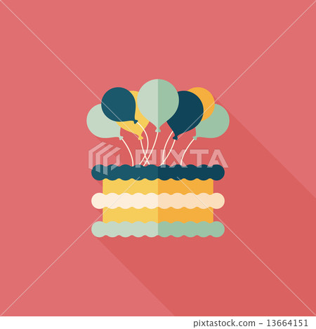 birthday cake flat icon with long shadow,eps10 - Stock Illustration ...