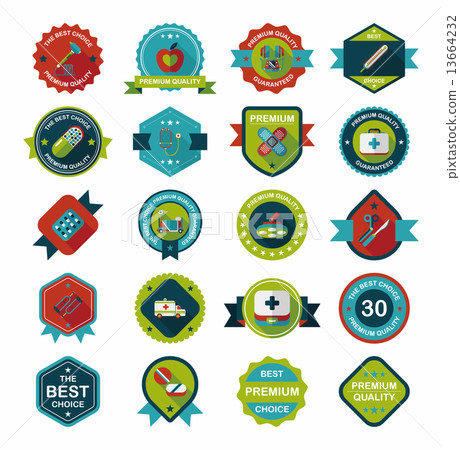 hospital badge banner design flat background set, eps10 hospital badge banner design flat background set, eps10 13664232