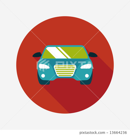 Transportation car flat icon with long shadow,eps10 13664236