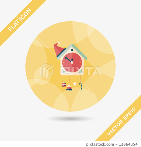 Cuckoo clock flat icon with long shadow,eps10 13664354