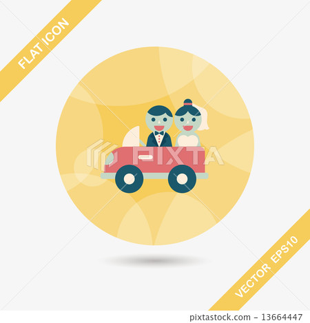 wedding car flat icon with long shadow, eps10 wedding car flat icon with long shadow, eps10 13664447