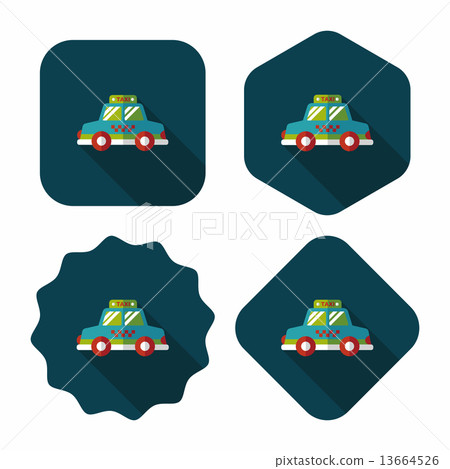Transportation taxi flat icon with long shadow,eps10 13664526