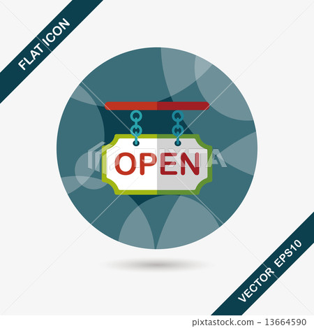 shopping store sign flat icon with long shadow,eps10 13664590