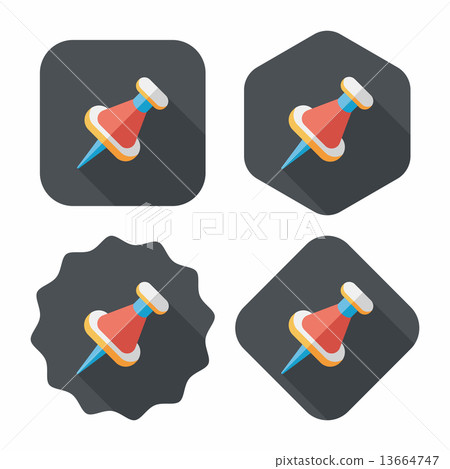 push pin flat icon with long shadow,eps10 push pin flat icon with long shadow,eps10 13664747