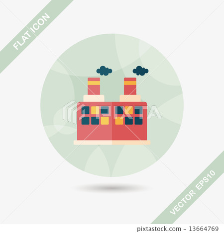 Building factory flat icon with long shadow,eps10 Building factory flat icon with long shadow,eps10 13664769
