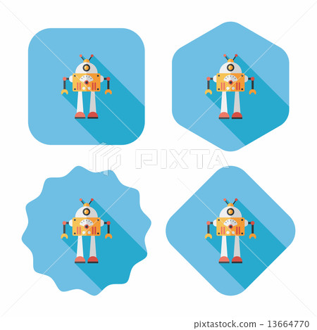 robot concept flat icon with long shadow,eps10 13664770