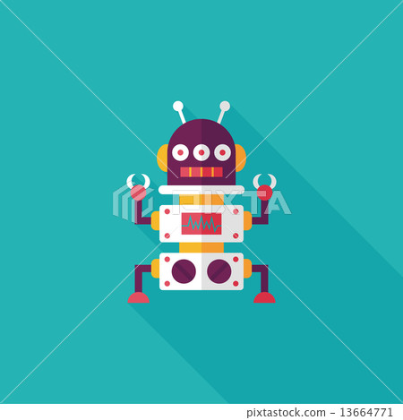 robot concept flat icon with long shadow,eps10 13664771