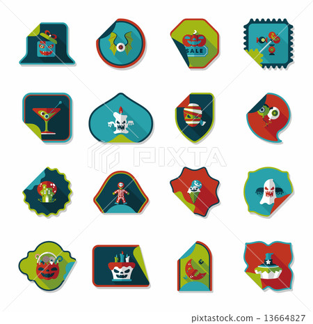 Halloween sticker banner flat background set, eps10 Halloween sticker banner flat background set, eps10 13664827
