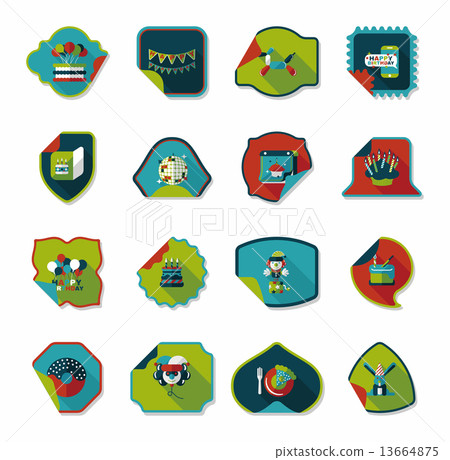 Birthday sticker flat banner background set, eps10 Birthday sticker flat banner background set, eps10 13664875