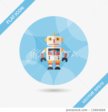 vintage robot flat icon with long shadow,eps 10 vintage robot flat icon with long shadow,eps 10 13664888