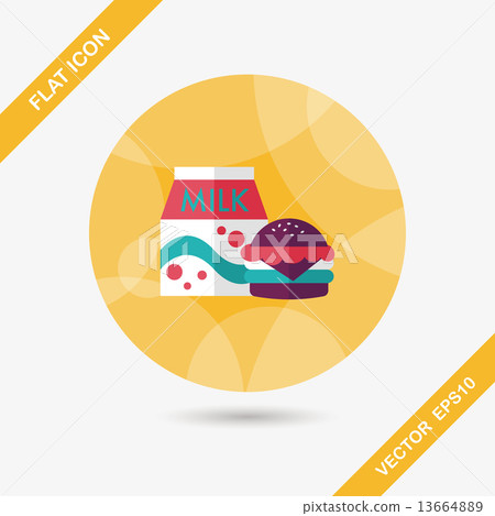 hamburger and milk flat icon with long shadow,eps10 hamburger and milk flat icon with long shadow,eps10 13664889
