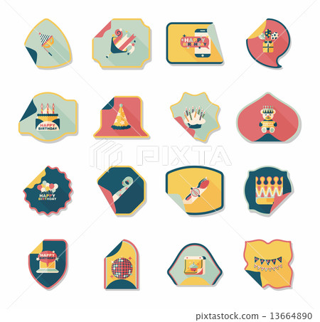 Birthday sticker flat banner background set, eps10 13664890