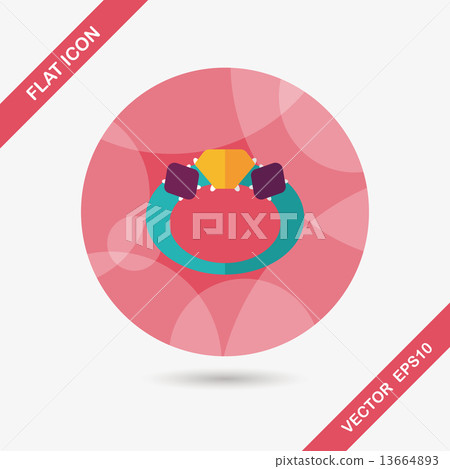 Propose diamond ring flat icon with long shadow,eps10 13664893