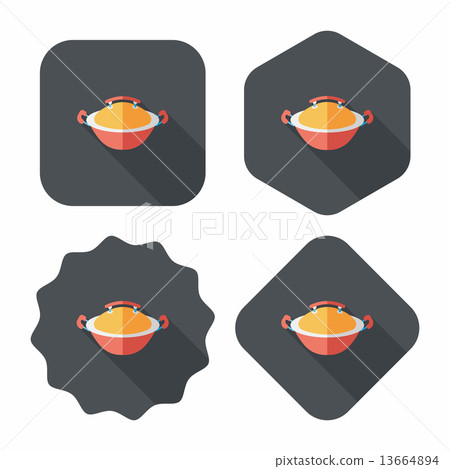 kitchenware pot flat icon with long shadow,eps10 13664894