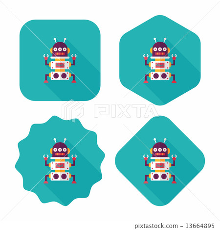 robot concept flat icon with long shadow,eps10 13664895