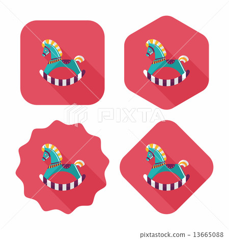horse toy flat icon with long shadow,eps10 13665088