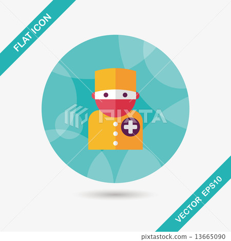 medical people with stethoscopes flat icon with long shadow, eps 13665090