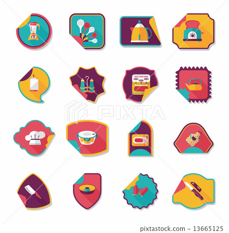 Kitchenware sticker flat banner background set, eps10 Kitchenware sticker flat banner background set, eps10 13665125