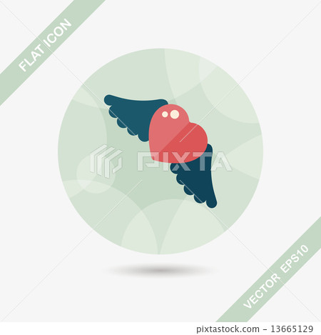 Valentine's Day love heart flat icon with long shadow,eps10 13665129