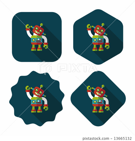 vintage robot flat icon with long shadow,eps 10 vintage robot flat icon with long shadow,eps 10 13665132