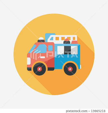 Transportation Fire truck flat icon with long shadow,eps10 13665218