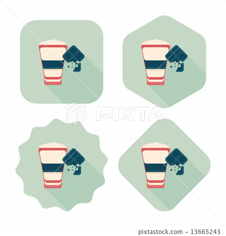 coffee with chocolate flat icon with long shadow,eps10 coffee with chocolate flat icon with long shadow,eps10 13665243