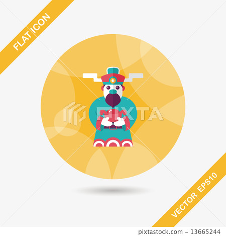 Chinese New Year flat icon with long shadow,eps10, God of wealth 13665244