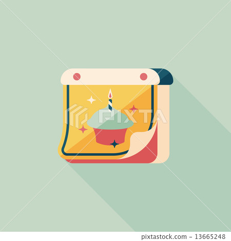 birthday calendar flat icon with long shadow,eps10 13665248