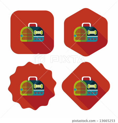 Pet dog travel cage flat icon with long shadow,eps10 13665253