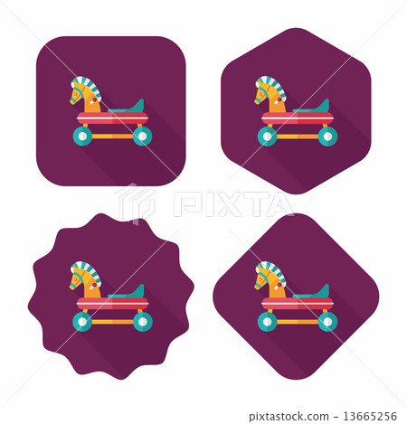 horse toy car flat icon with long shadow,eps10 13665256