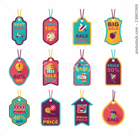 Birthday tag flat banner background set, eps10 13665369