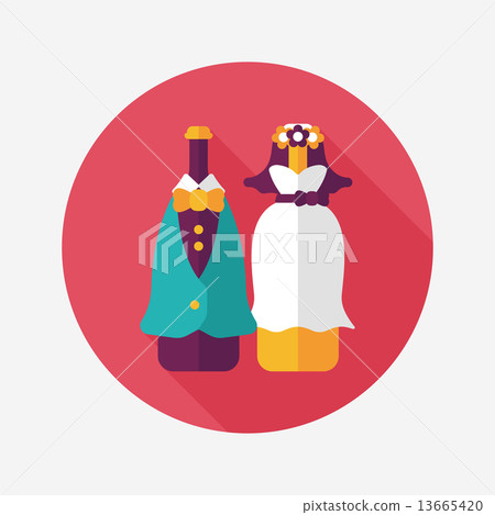 wedding couple flat icon with long shadow,eps10 - Stock Illustration ...
