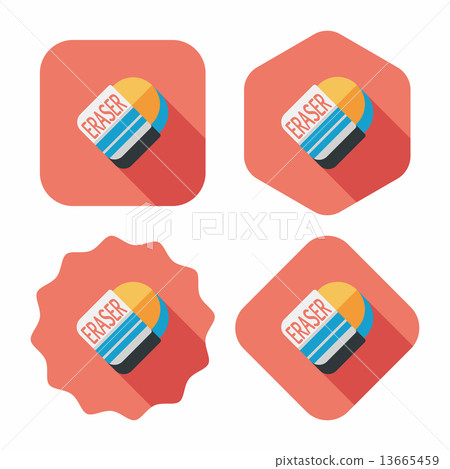 Eraser flat icon with long shadow,eps10 - Stock Illustration [13665459 ...