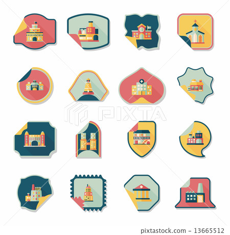 Building tag flat design background set, eps10 13665512
