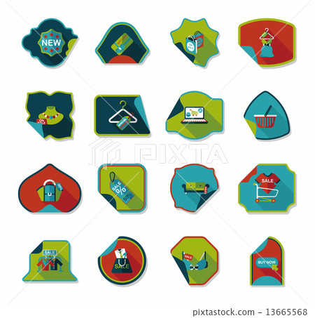 shopping sticker banner flat design background set, eps10 shopping sticker banner flat design background set, eps10 13665568