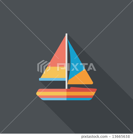 Transportation sailboat flat icon with long... - Stock Illustration ...