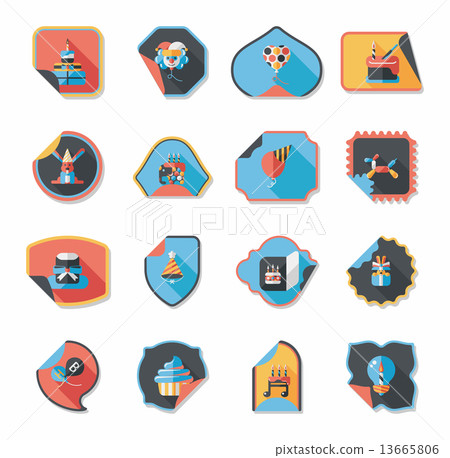 Birthday sticker flat banner background set, eps10 13665806