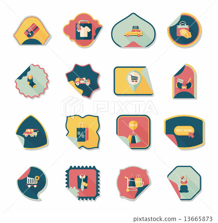 shopping sticker banner flat design background set, eps10 shopping sticker banner flat design background set, eps10 13665873